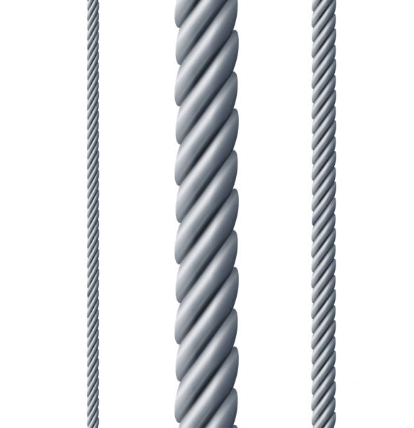 リアルな詳細な3d異なるスチールロープセット。ベクトル - steel cable点のイラスト素材／クリップアート素材／マンガ素材／アイコン素材