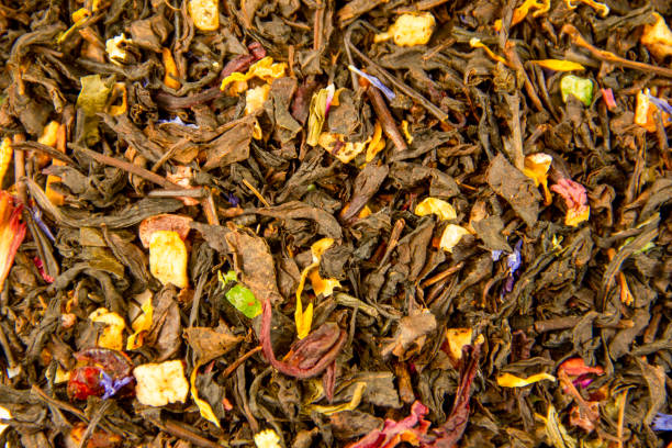 istock herbal and fruit tea close-up, medicinal herbs, healthy organic eco tea. 1332133928