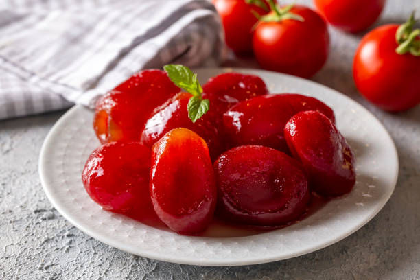 postre tradicional delicioso turco; mermelada de tomate casera - chutney jar tomato preserved fotografías e imágenes de stock