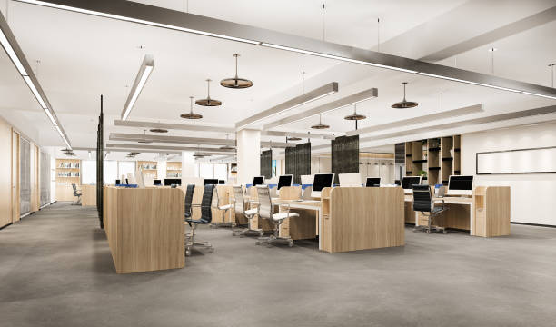 istock 3d rendering business meeting and working room on office building 1332142088