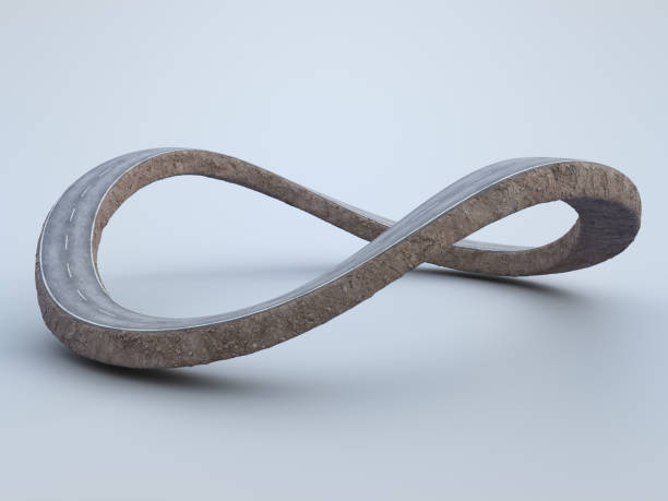 istock 3D rendering of infinity symbol road in adventure route concept. 1332143663