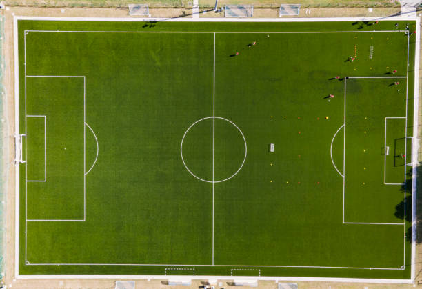 istock Soccer Team Training on Soccer Field From Directly Above 1332144618