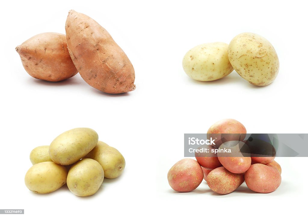 Raccolta di patate su sfondo bianco - Foto stock royalty-free di Cibo