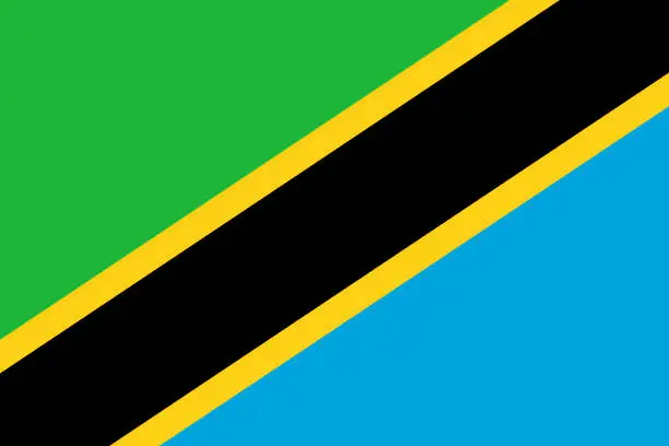 Vector illustration of Tanzania flag. Official colors. Correct proportion