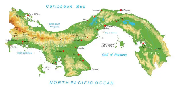 Vector illustration of Panama physical map