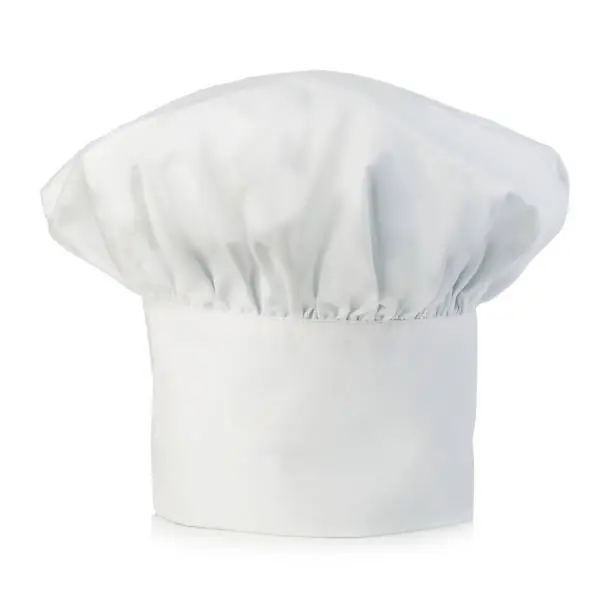 Chef's hat close up isolated on white background.