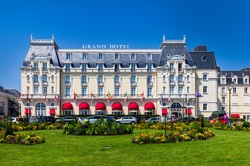 Cabourg, France - July 22nd, 2021: Cabourg is a commune in the Calvados department in the Normandy region of France. Cabourg is on the coast of the English Channel, at the mouth of the river Dives.