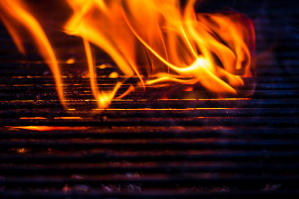 istock Empty hot charcoal barbecue grill with bright flame 1332160275