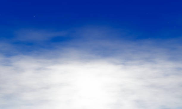 dark blue sky above the white clouds and the atmosphere. the sky atmosphere of the stratosphere contains a small number of stars in space. 3d rendering - cloud cloudscape stratosphere above imagens e fotografias de stock