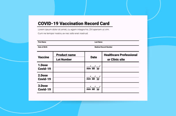 ilustrações, clipart, desenhos animados e ícones de covid-19 cartão de vacinação recorde global imunidade passaporte de risco de re-infecção pcr certificado coronavirus imunidade - caderneta de vacinação