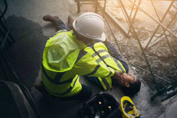 istock Safety team help employee accident unconscious. 1332162565