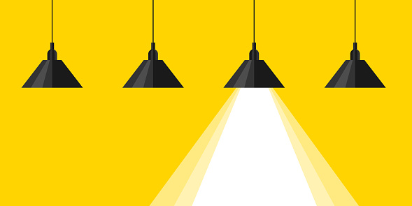 Lamps. Banner with lamps and ray of light. Vector illustration