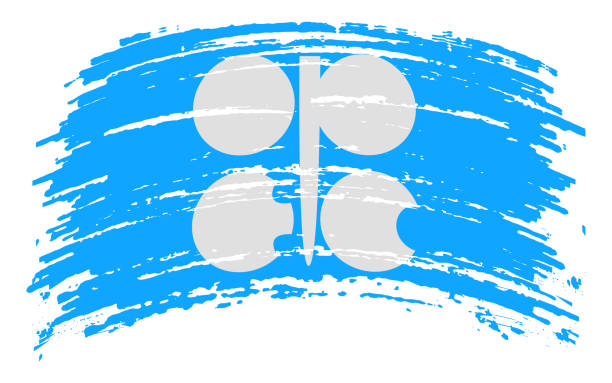 OPEC flag in grunge brush stroke, vector OPEC flag in grunge brush stroke, vector image opec stock illustrations