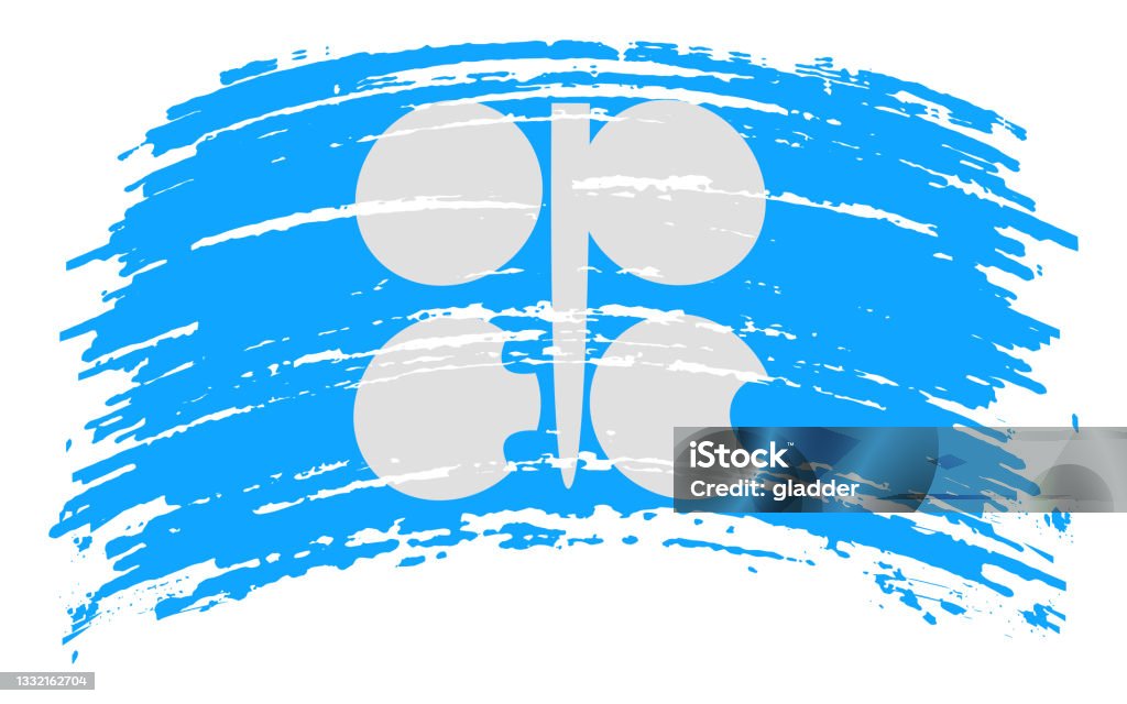 OPEC flag in grunge brush stroke, vector - 免版稅事件圖庫向量圖形