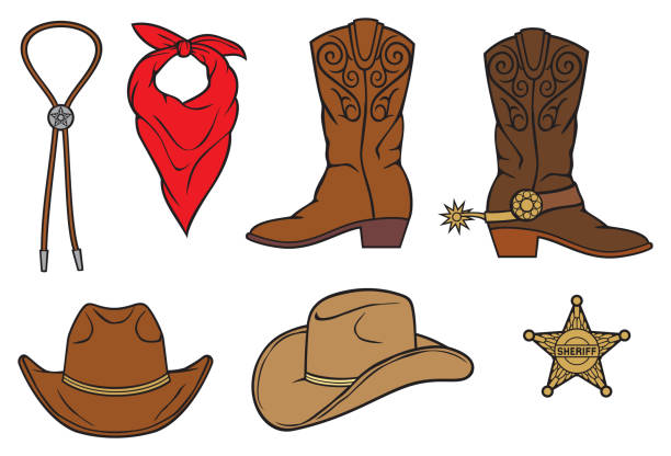 Cowboy icons vector Cowboy icons vector illustration officer boots stock illustrations