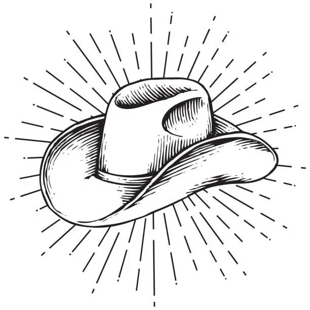 Vector illustration of Cowboy hat - vintage engraved vector