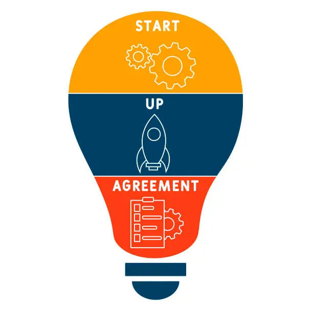 Vector illustration of SUA - Start Up Agreement acronym. business concept background.