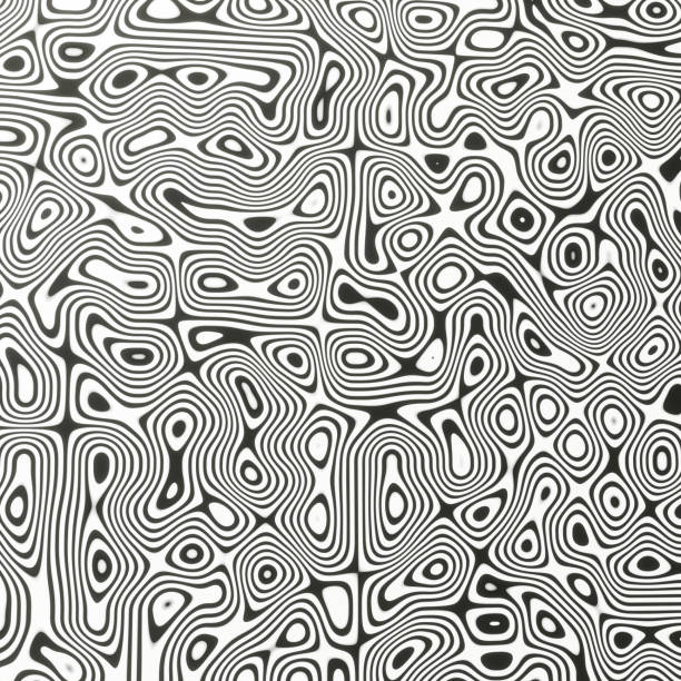 istock Black and white Damascus steel knife material pattern use for background and wallpaper. Image  by 3D Software rendering. 1332169246