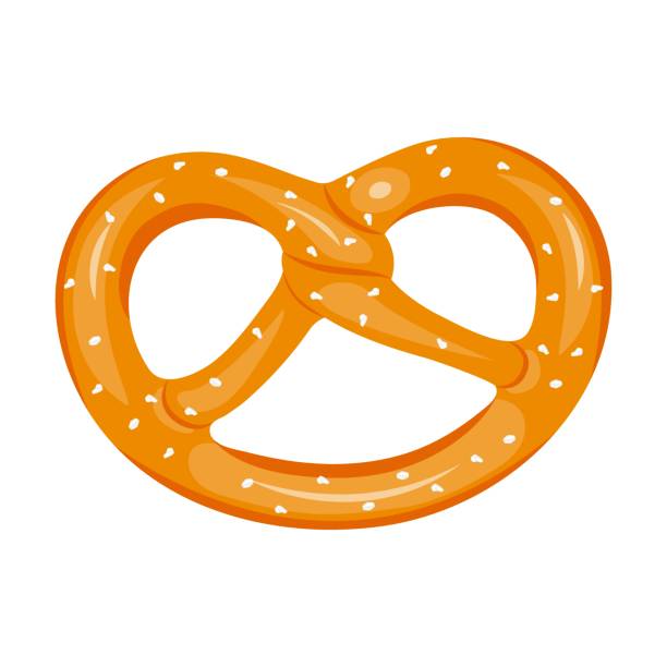 istock Salty pretzel in cartoon style isolated on white. 1332170322