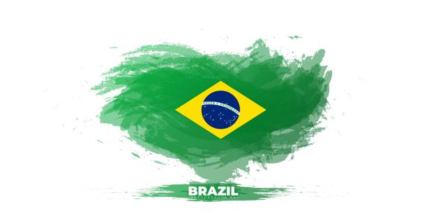 ilustraciones, imágenes clip art, dibujos animados e iconos de stock de diseño del día de la independencia de brasil con forma de grunge forma de amor. - flag brazil brazilian flag dirty