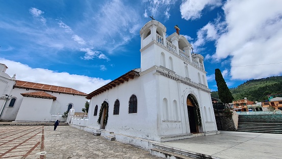 Zinacantán, Mexico – July 20, 2021: Capilla El Señor de Esquipulas (Esquipulas Lord Chapel in Zinacantán, Chiapas, Mexico.