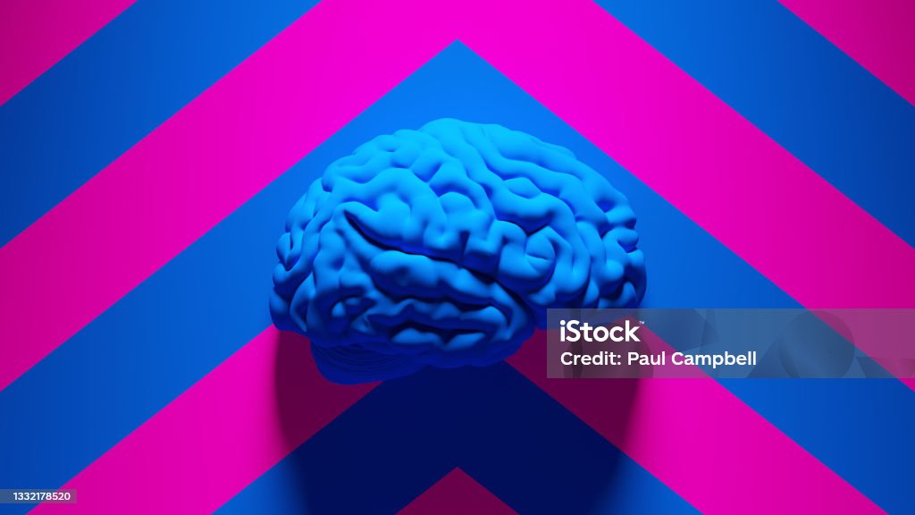 Brain Pattern Blue Background Blue Human Brain With Blue An Pink Chevron Pattern Background Stock ...