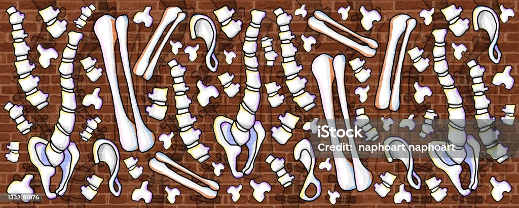 Bone Wall Pattern Human Skeleton And Bone Human Pattern Creative Design Wall Paint Stock ...