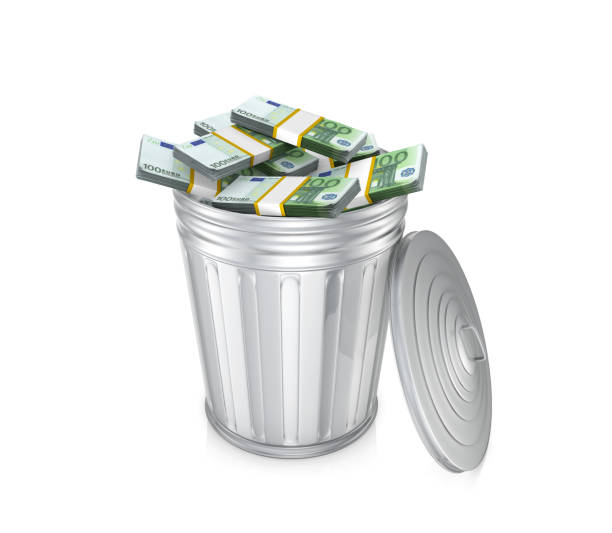 istock Euro money garbage trash 1332188668