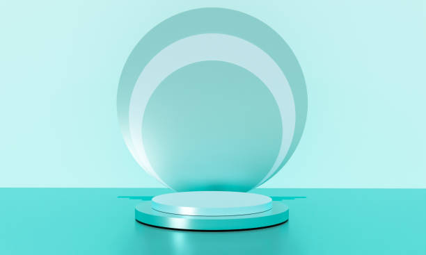 istock Scene with elegant shiny podium for mock up presentation in minimalism style with copy space, 3d render abstract background design 1332191636