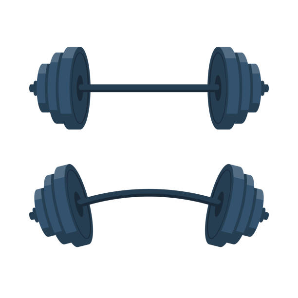 bildbanksillustrationer, clip art samt tecknat material och ikoner med dumbbell icon cartoon style. vector illustration flat design - kulstång
