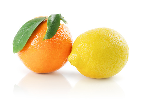 Tangerine and Lemon on White Background