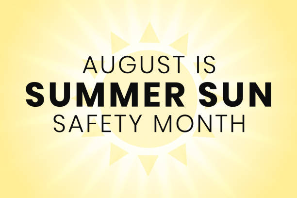 istock Summer sun safety month. Annual celebration in August. Concept of understanding damaging effects of ultraviolet light exposure for people skin. Vector illustration of banner template 1332197714