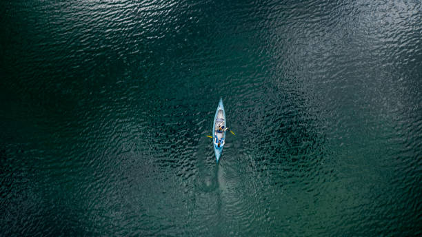 Paddling on a beautiful turquoise lake