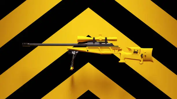 Photo of Yellow Black Rifle Gun Weapon Equipment Post-Punk with Yellow an Black Background