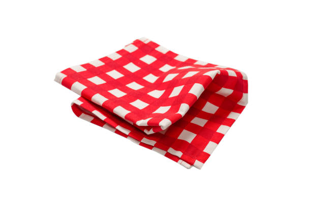 istock Red napkin isolated on white background. 1332205684