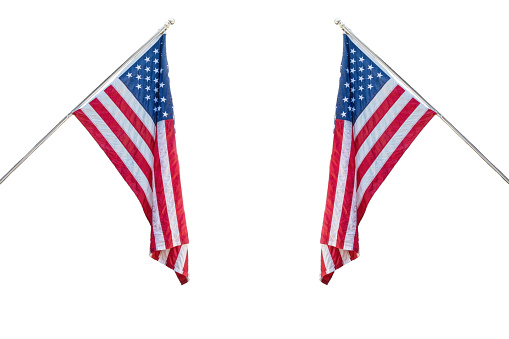 Banderas aisladas de Estados Unidos sobre fondo blanco photo