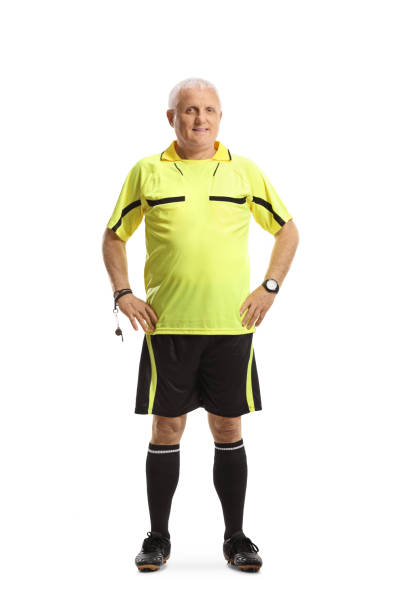 istock Football referee with a whistle around his wrist posing 1332210973
