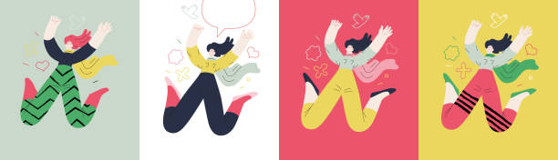 istock Happiness - happy people jumping in the air cheerfully 1332211249
