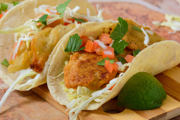 istock Baja California Style Fish Tacos With Toppings 1332212084