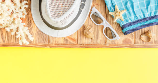 istock Summer hat beachwear and shellfish souvenirs 1332213232