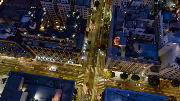 istock Drone Flight Over 7th and Spring in Downtown LA at Twilight 1332218621