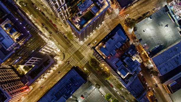 istock Top Down Drone Shot of DTLA Intersection 1332218624