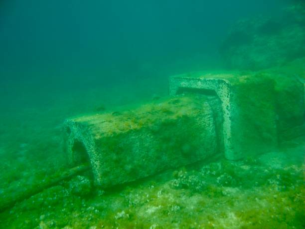 um cabo elétrico subaquático - submarine underwater water sea - fotografias e filmes do acervo