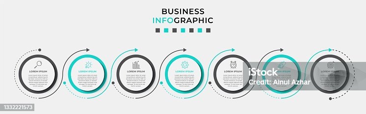 istock Vector Infographic design business template with icons and 7 options or steps. Can be used for process diagram, presentations, workflow layout, banner, flow chart, info graph 1332221573
