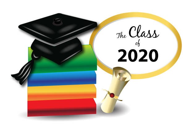 istock Graduation education hat books and gold parchment icon vector 1332223752