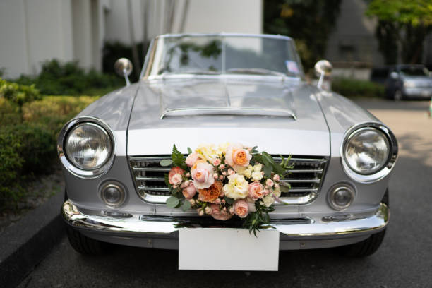 a wedding car stock photo