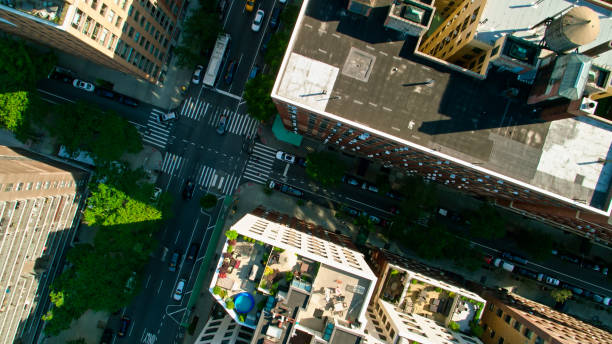 istock Top Down Drone Shot of Manhattan Rooftops on Upper West Side 1332225310