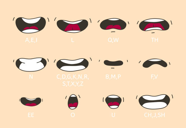 cartoon talking mouth and lips expressions. talking mouths lips for cartoon character animation. - 嘴 幅插畫檔、美工圖案、卡通及圖標