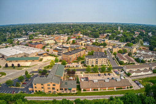 Aerial view of the Madison Suburb of Sun Prairie, Wisconsin