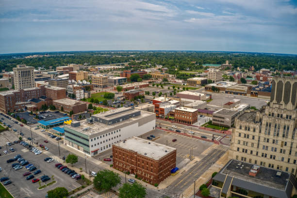 Aerial View of Saginaw, Michigan during Summer Aerial View of Saginaw, Michigan during Summer flint michigan stock pictures, royalty-free photos & images